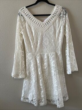 Ultra Pink White Lace Crochet Dress